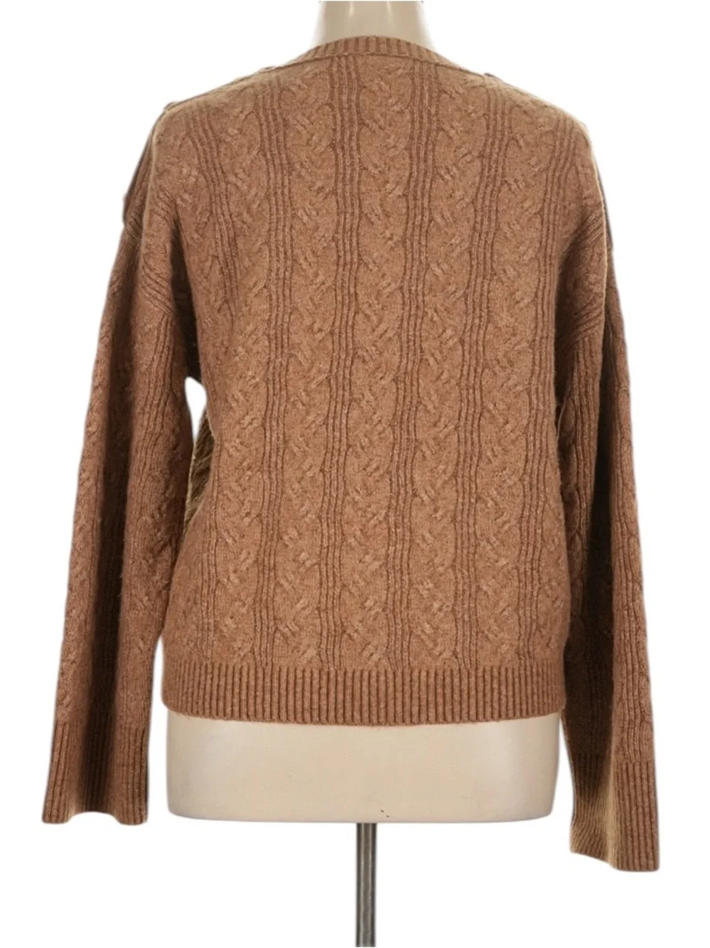 J. Crew Cable Knit Sweater with Buttons in Supersoft Yarn XL Camel Wool Blend
